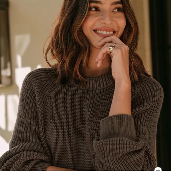 NWT *sold out* Jenni Kayne Oversized Cotton Fisherman sweater Olive moss XXL - Picture 5 of 16